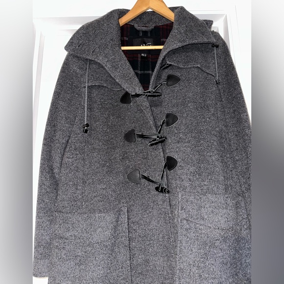 MNG SUIT, WOOL, 3/4 LENGTH, MEN’S GRAY DESIGNER HOODED PEA COAT          Size: M - Picture 4 of 15